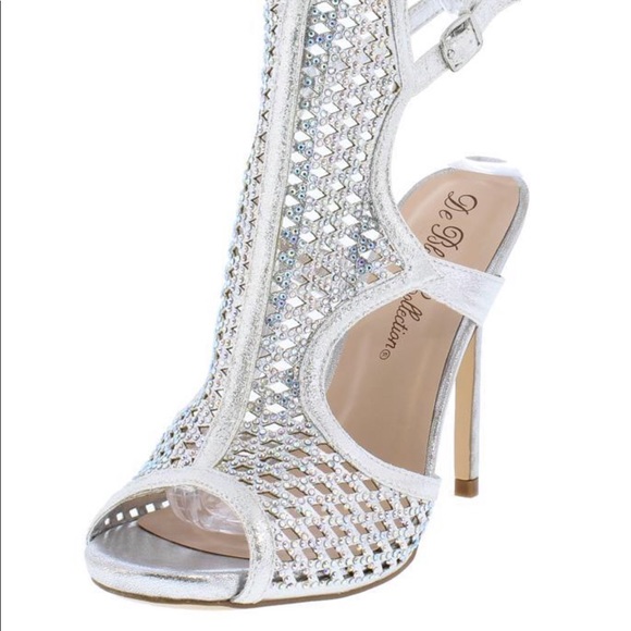 Silver Peep Toe Heels - Picture 2 of 4